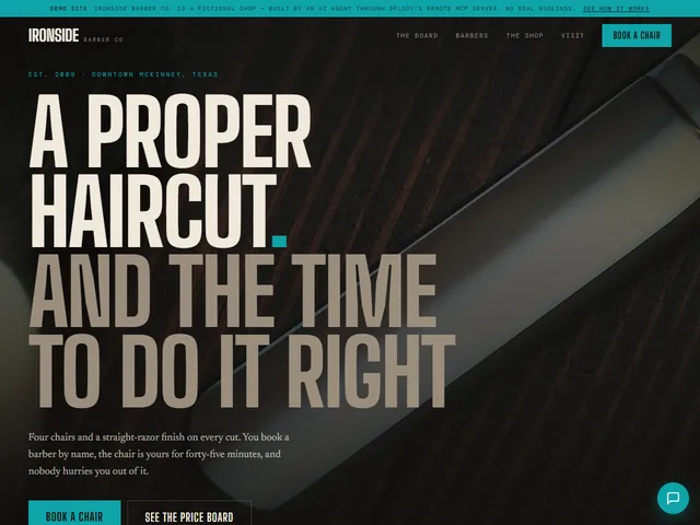 Ironside Barber Co. — live example screenshot