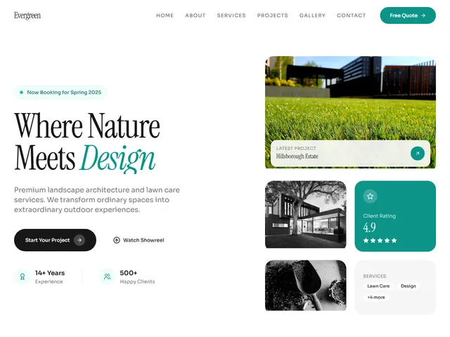 Lawn Care — live example screenshot