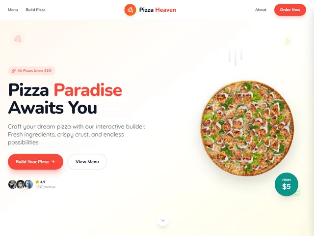 Pizza Heaven — live example screenshot