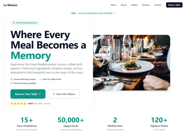 Restaurant — live example screenshot
