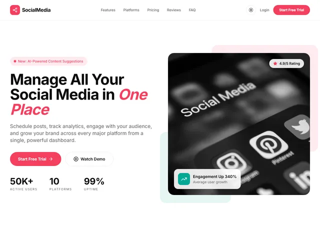 SocialMedia App — live example screenshot