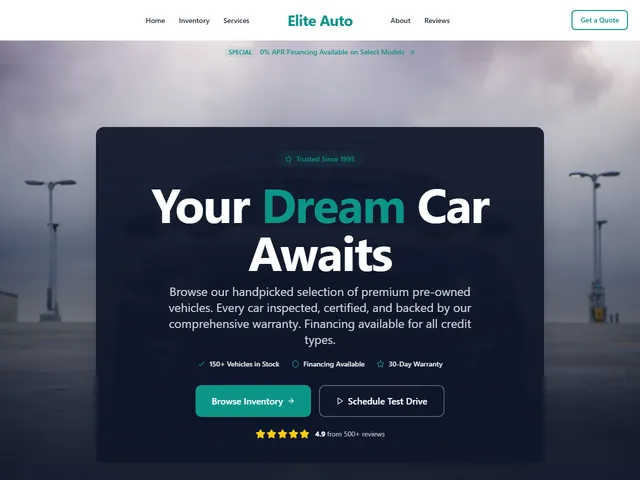 Automotive website template preview