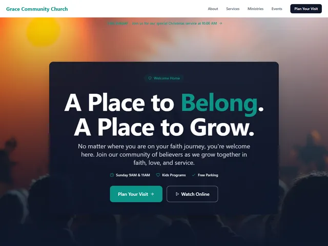 Church website template preview