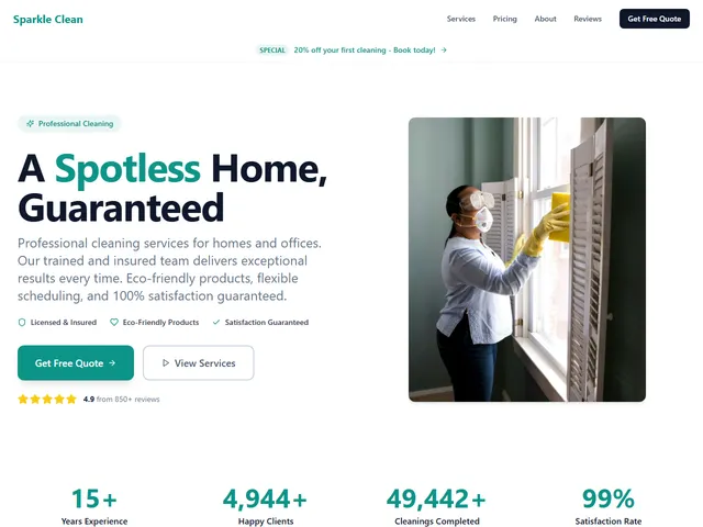 Cleaning Services website template preview