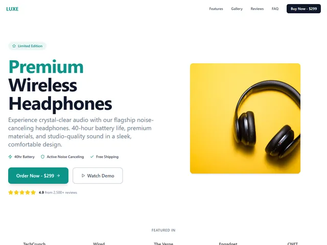E-commerce Product website template preview