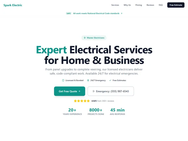 Electrician website template preview