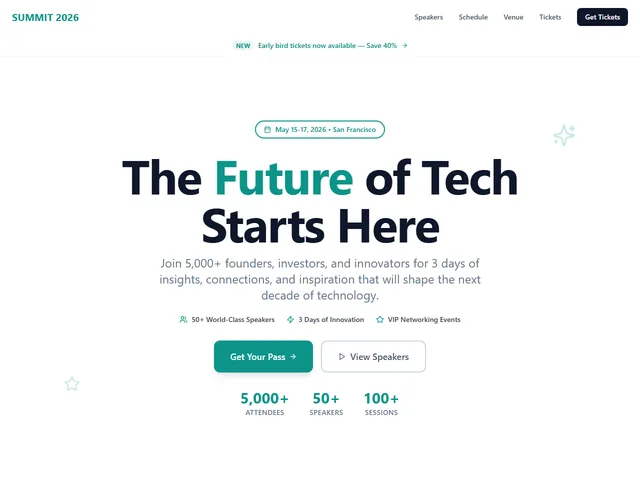 Event website template preview