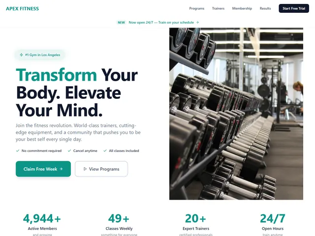 Fitness website template preview
