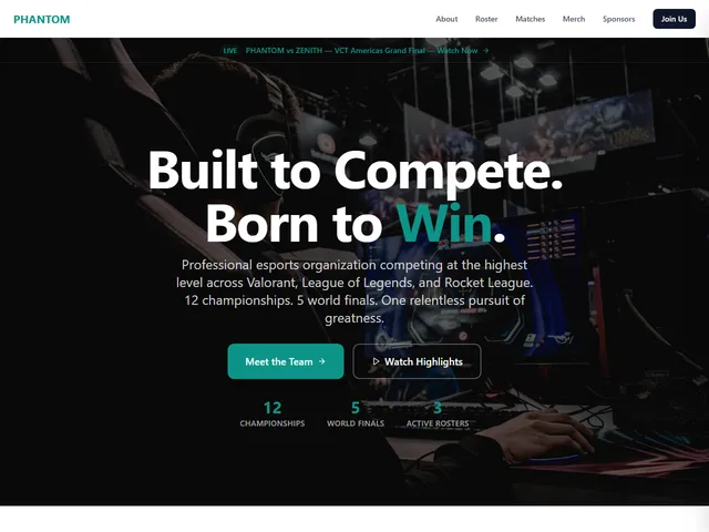 Gaming / Esports website template preview