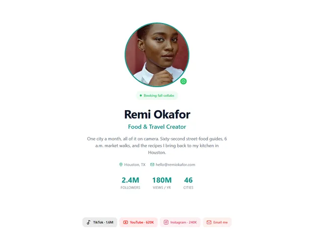 Link in Bio website template preview