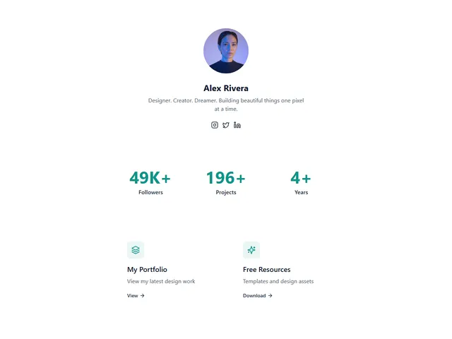 Link in Bio - Minimal website template preview