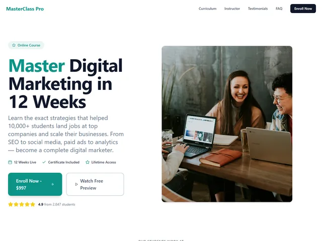 Online Course website template preview