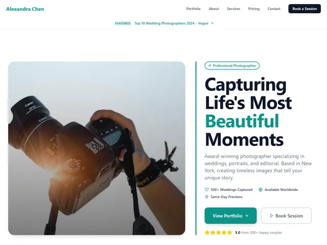 Photography website template preview