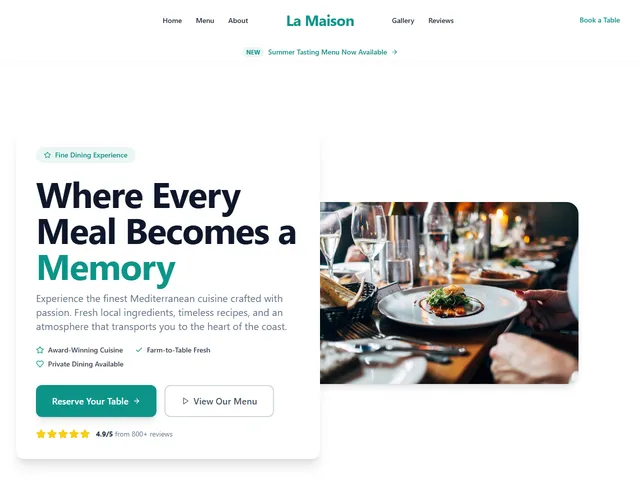 Restaurant website template preview