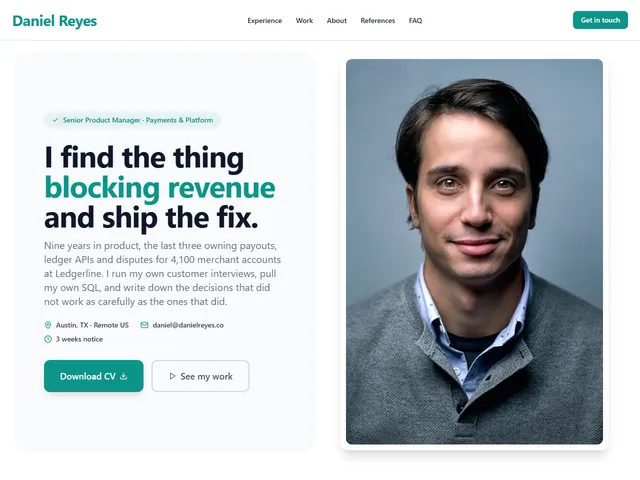 Resume / CV website template preview
