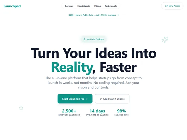 Startup website template preview