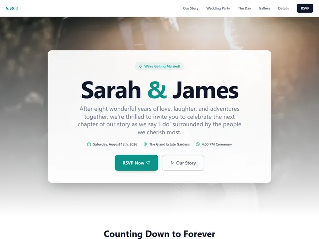 Wedding website template preview