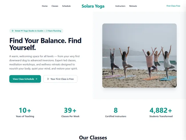 Yoga / Wellness website template preview