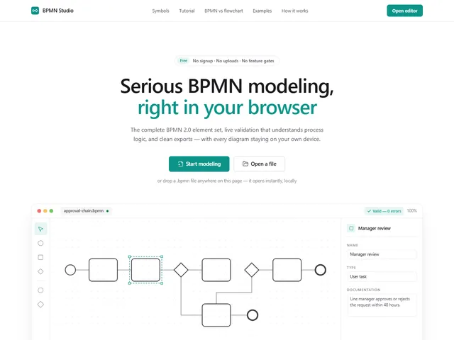 BPMN Studio — live screenshot