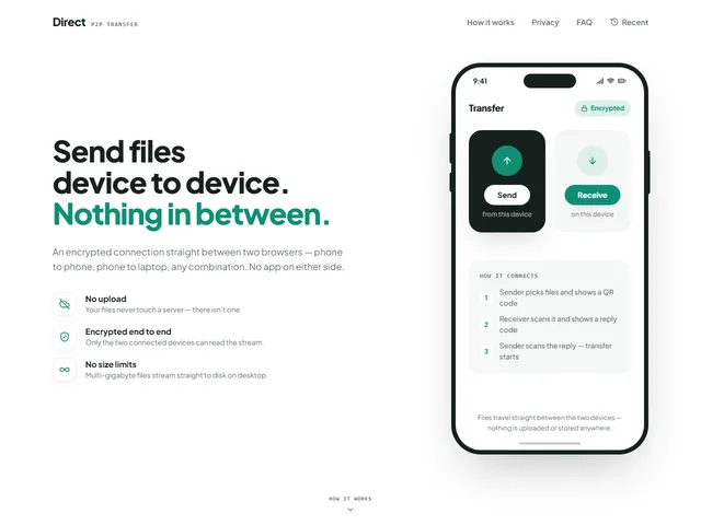 Direct File Transfer — live screenshot