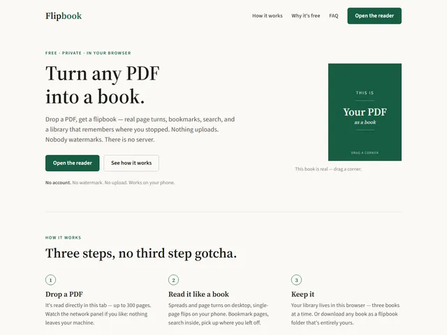 PDF Flipbook Reader — live screenshot