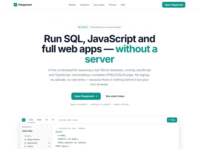 Code Playground — live screenshot